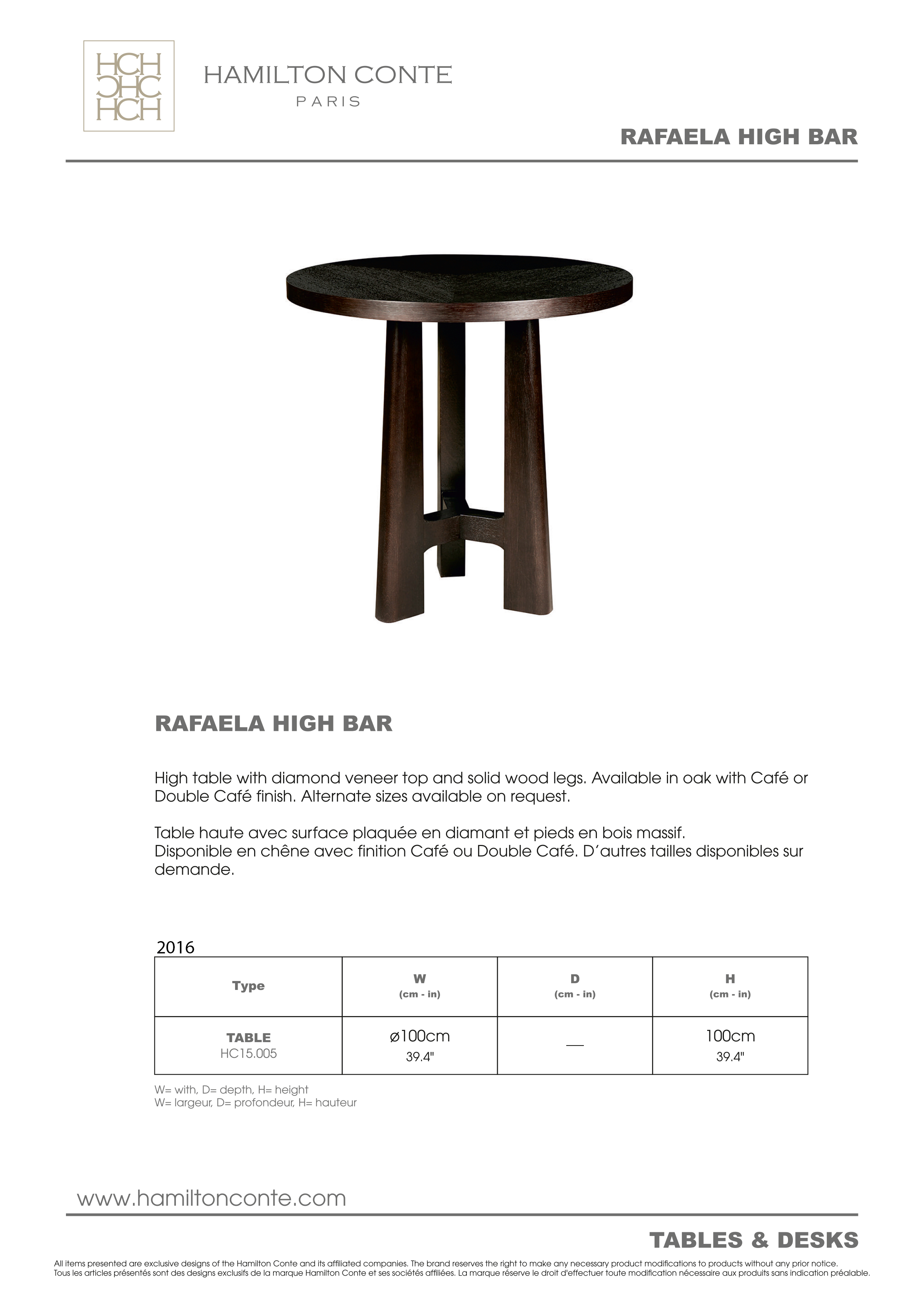 Rafaela High Bar Table Hamilton Conte