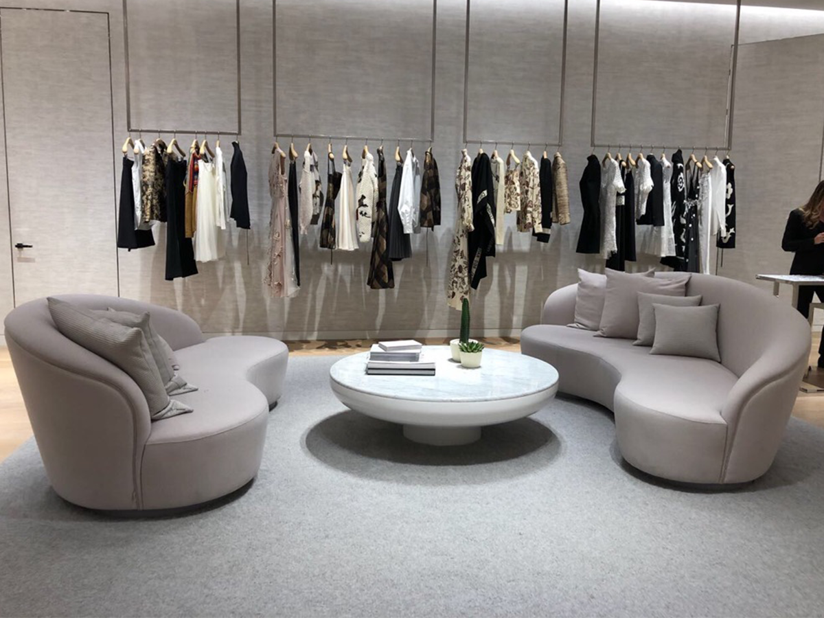 Ignacio sofas in the Christian Dior boutique in Saks Fifth Avenue’s flagship New York City store!